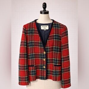 True Vintage Kasper Red Plaid Blazer